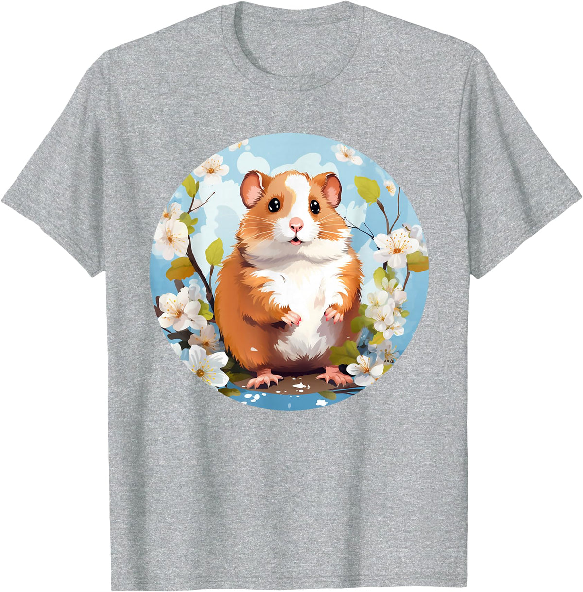 Cool Spring Flowers with Hamster for Season Lovers T-Shirt - Heather Grey