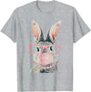 Cute Rabbit Lover Bunny Graphic T-Shirt (Grass Green) in Heather Grey