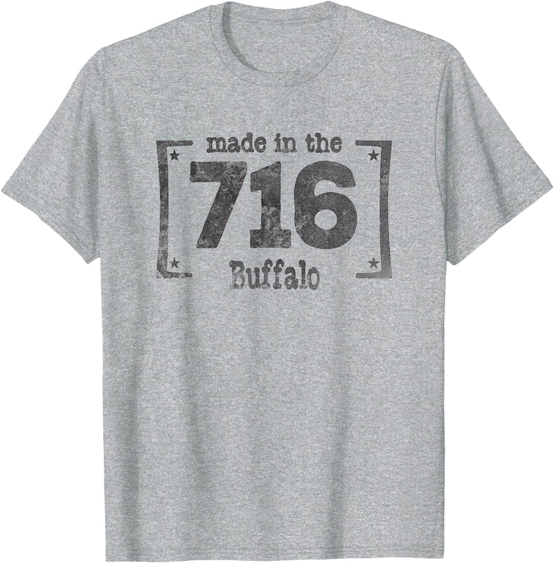 TeesTees Made in the 716 T-Shirt Buffalo NY Souvenir Shirt T-Shirt - Heather Grey