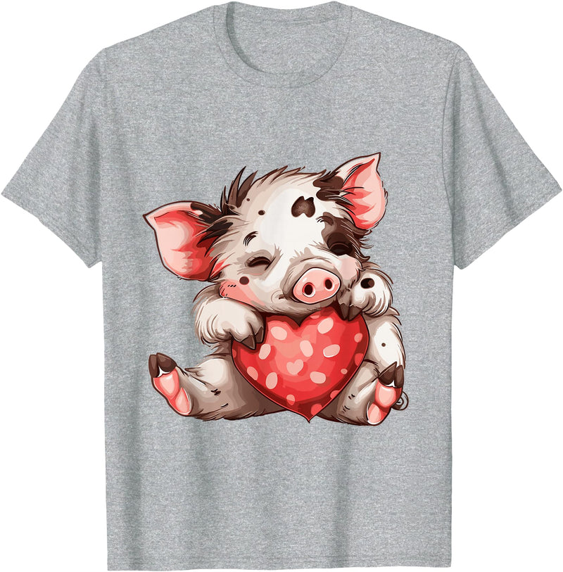 Kune Kune Pig Accessories & KuneKune Clothes Kune Kune Pig Heart Kunekune for Women Kune Kune Pig Girl T-Shirt - Heather Grey