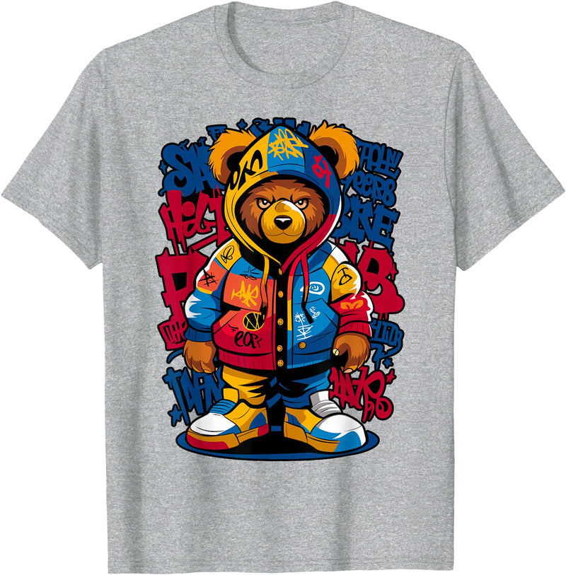 Magical and Funny Teddy Bear lover Gifts Hip Hop Teddy Bear Rap Music T-Shirt - Heather Grey