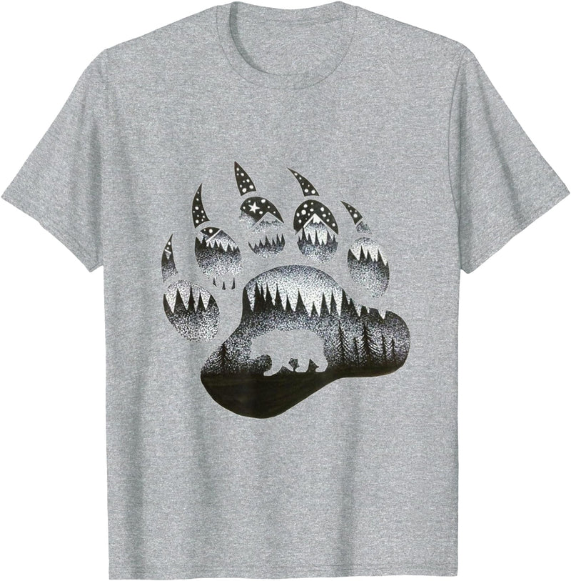 One Nature Designs Touching Ghost of the Spirit Bear Paw T Shirt T-Shirt - Heather Grey