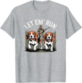 Vintage Beagle Dog Let Em' Run Rabbit Hunting T-Shirt in Heather Grey