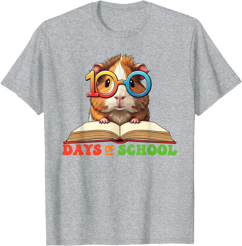 Guinea Pig Lovers 100 Days Of School Costume Kids Funny Guinea Pig 100th Day Of School Teacher Womens Mens T-Shirt - Heather Grey