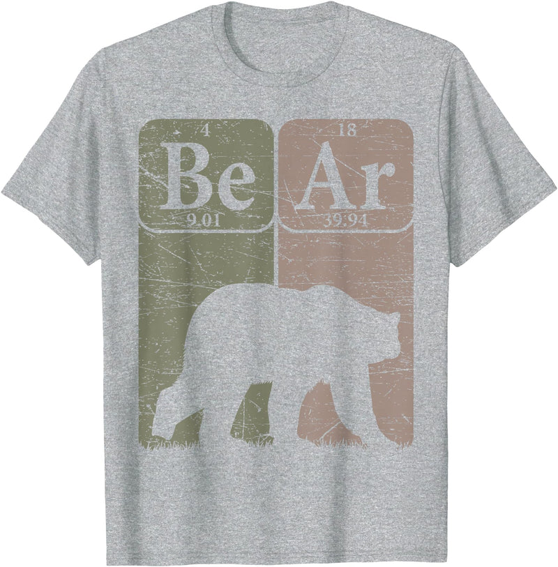 Bear Periodic Chemistry Elements Retro Arctophile Bear Periodic Table Elements Grizzly Bear Vintage Arctophile T-Shirt - Heather Grey