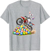 Cool Easter Bunny Dirt Bike Rider Funny Motocross Rabbit T-Shirt in Heather Grey