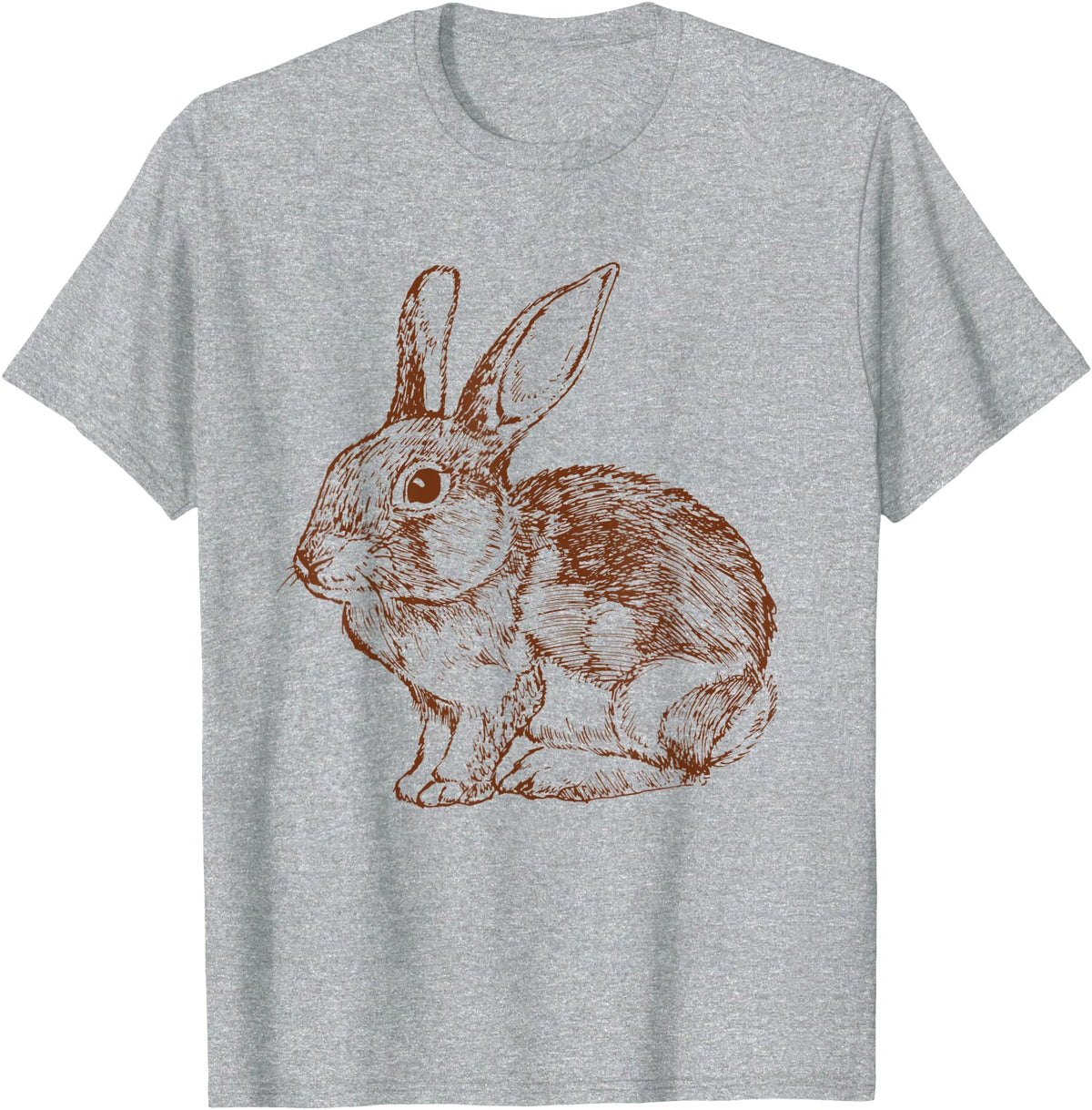 Cute Brown Bunny Lover Bunny Graphic T-Shirt in Heather Grey
