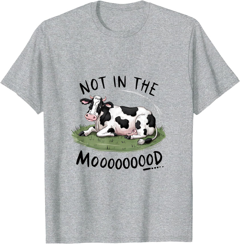 Funny Moody Cow Shirts Not In The Mood Funny Cow T-Shirt - Heather Grey