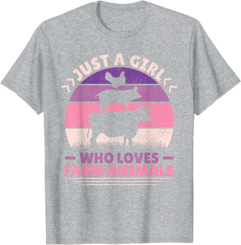 Farmer Girl Clothes For Cow, Pig & Chicken Lovers Just A Girl Who Loves Farm Animals Lover Women Farmer Girl T-Shirt - Heather Grey