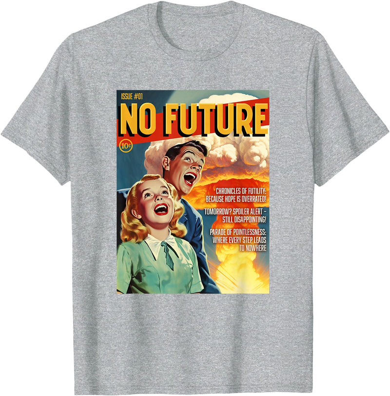 Last Gasp Graphics No Future 1950s Horror Comic Cover T-Shirt - Heather Grey