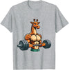Giraffe Lovers Weightlifting Bodybuilder Gym Funny Giraffe Gym Weightlifting Fitness Workout Deadlift T-Shirt - Heather Grey