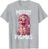 The Weird Shop Merry Pigmas Pig Christmas Santa Pig Xmas Lights Farmer Gift T-Shirt - Heather Grey