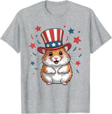 Patriotic Hamster Animals Lovers Independence 4th of July T-Shirt - Heather Grey