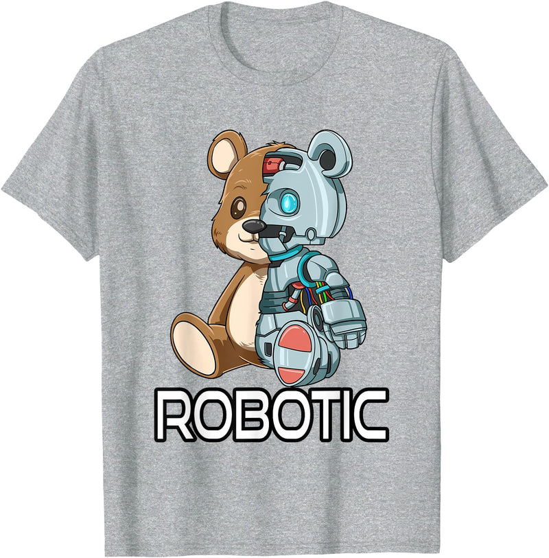 Robot Bear Machine Funny Bear Robot Robotic Cuddling Cyborg T-Shirt - Heather Grey