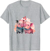 Unique Pig Lover Decor & Apparel Gifts Shop Two Loving Pigs In Love Heart Valentine's Day Pig T-Shirt - Heather Grey