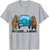 Funny Bear Attack Tips Camping Hiking Gifts Hey Look A Menu Funny Camping Camper Hiking Bear Outdoor T-Shirt - Heather Grey