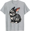 Gothic Filigree Rabbit with Skulls T-Shirt in Heather Grey