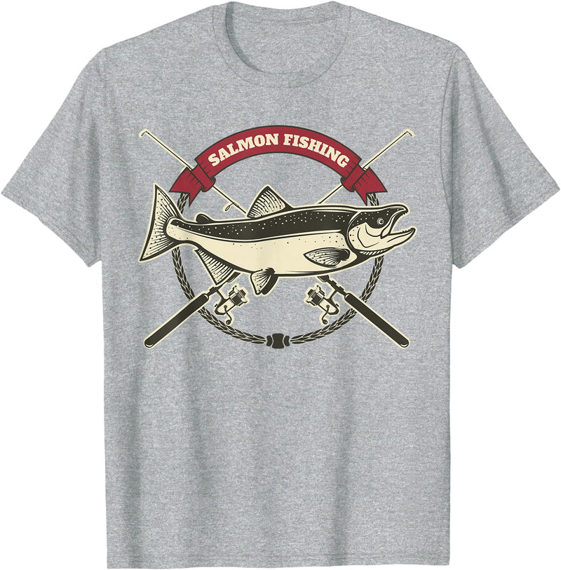 Fishing Teez Salmon Fishing T-Shirt T-Shirt - Heather Grey