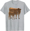 Bauernhof-Tiere von CSForest Aubrac Cow and Aubrac Calf Cattle Farm Animals T-Shirt - Heather Grey