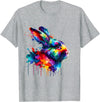Splash Art Rabbit T-Shirt in Heather Grey