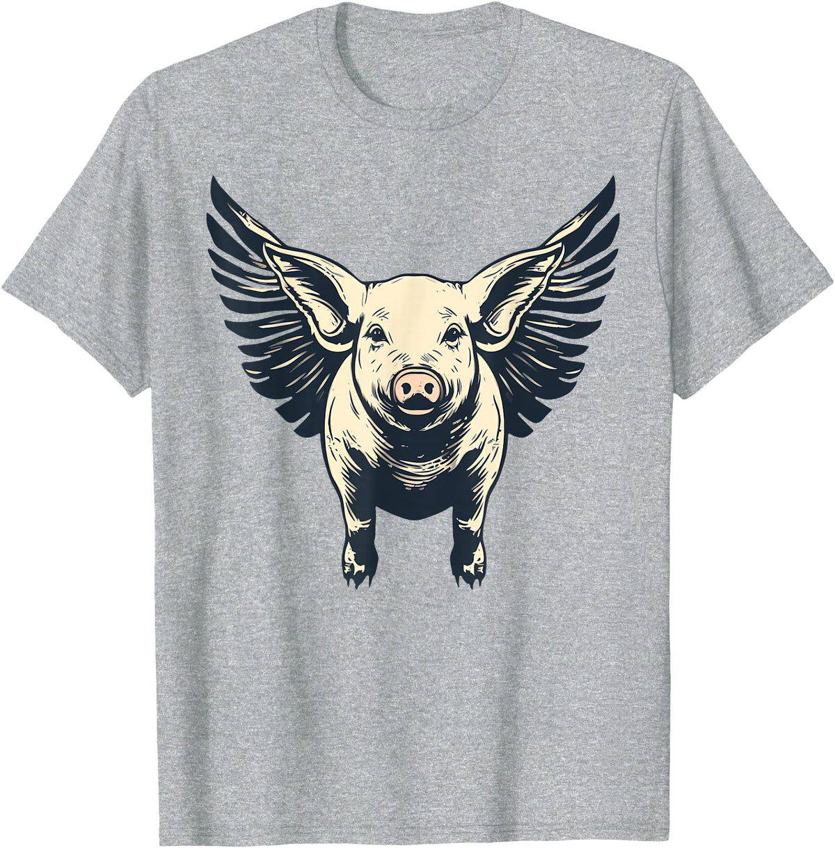 Flying Pig With Wings Design Flying Pig With Wings Fly Pig Lovers T-Shirt - Heather Grey