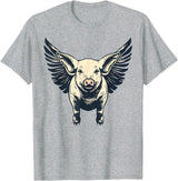 Flying Pig With Wings Design Flying Pig With Wings Fly Pig Lovers T-Shirt - Heather Grey