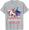 Birthday Teddy Surprise Customized First Name Tee Celebrating Ashley's Birthday Party with a cute Teddy T-Shirt - Heather Grey