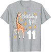 Giraffe Birthday Party by LazyPanda Giraffe 11th Birthday Girl 11 Years Old Giraffe Lover T-Shirt - Heather Grey