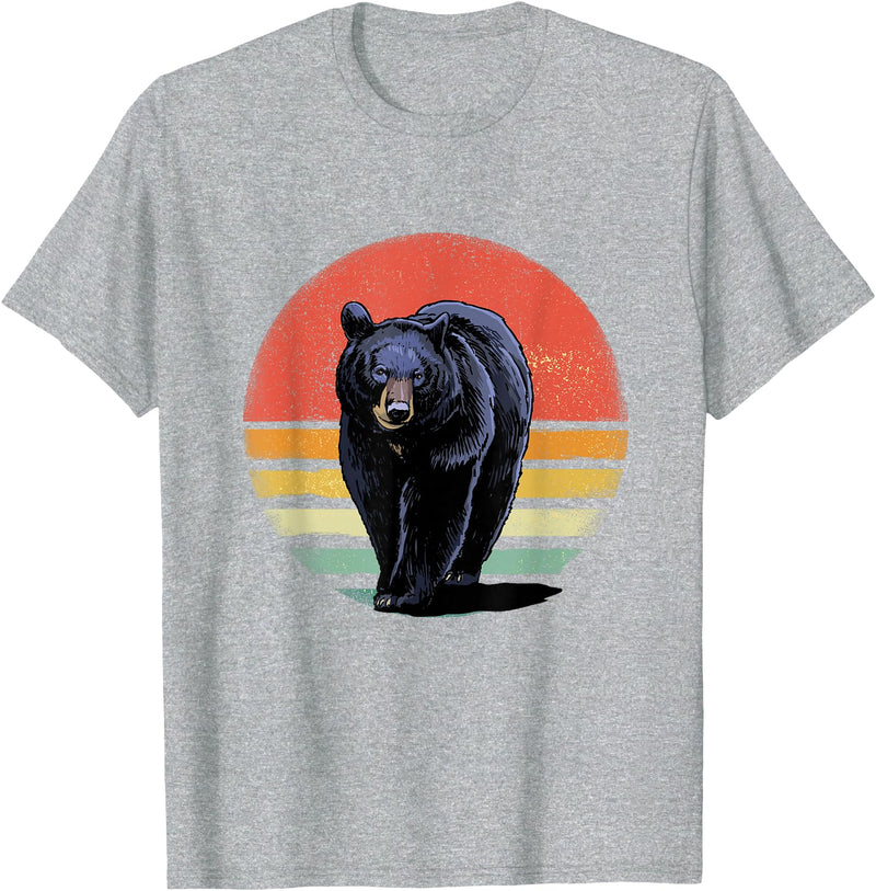 Wowsome! Retro Vintage Black Bear T-Shirt - Heather Grey