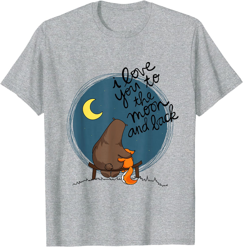 Little Squirrel Designs Cute I Love You To The Moon And Back Bear & Squirrel T Shirt T-Shirt - Heather Grey
