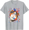Rodent 4th Of July Costume Guinea Pig Sunglasses US Flag Bow Tie Fireworks 4th July T-Shirt - Heather Grey
