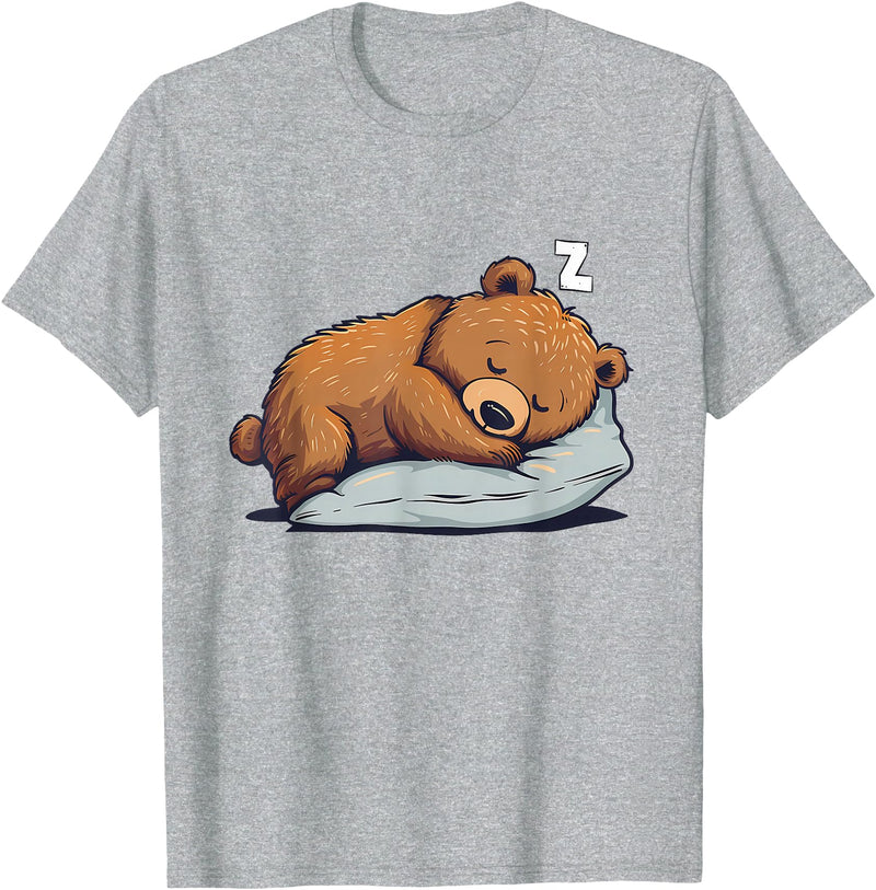 Cute Sleeping Animals Napping Bear Sleeping Sleepy Bear Cute Bear Sleeping T-Shirt - Heather Grey