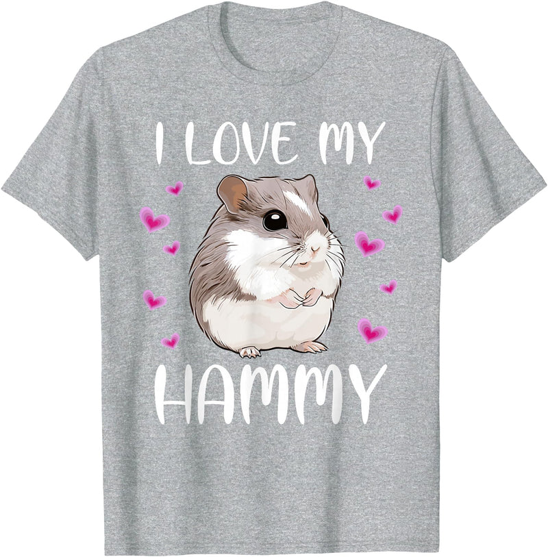I Love My Hammy Cute Chinese Dwarf Hamster Pet Owner Graphic T-Shirt - Heather Grey