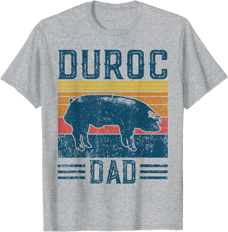 Retro Duroc Farmer Gift for Men Farming Breed - Vintage Duroc Pig Dad T-Shirt - Heather Grey