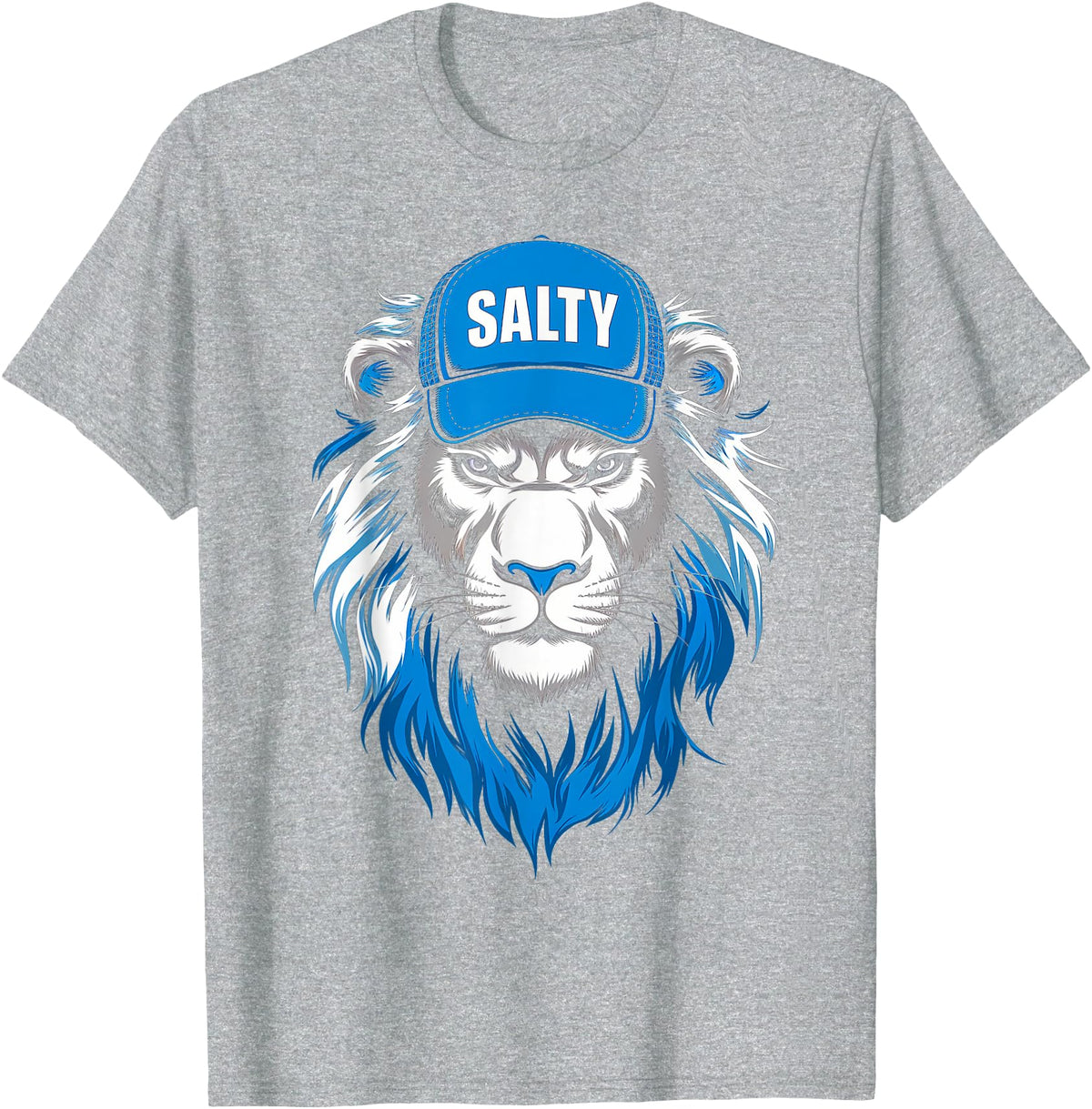 I Liked The Lions Before It Was Cool Tees Blue Lions Salty Wearing Hat Salty Cool Lions Strong Lions T-Shirt - Heather Grey