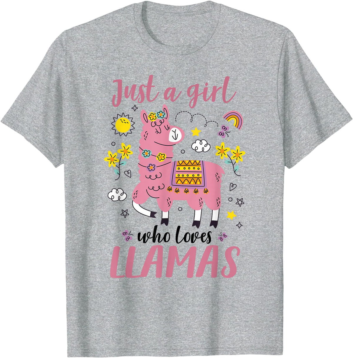 Llama Shirt Kids Girls Toddler Just A Girl Who Loves Llamas T-Shirt - Heather Grey