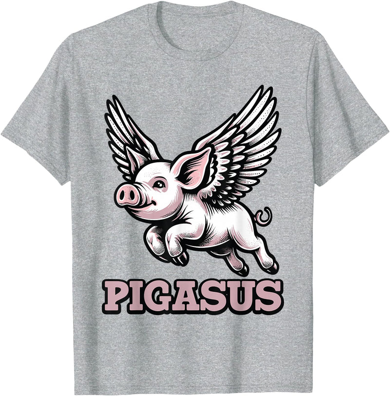 Mythical Pigasus Flying Pig Pigasus Flying Pig Animal Mythical Pig Lover T-Shirt - Heather Grey