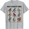 Birdwatching Identification Vintage Guide Birdwatching How to Identify Birds Vintage Guide Fans T-Shirt - Heather Grey