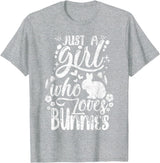 Funny Just a Girl Who Loves Bunnies Cute Rabbit Lover T-Shirt in Heather Grey
