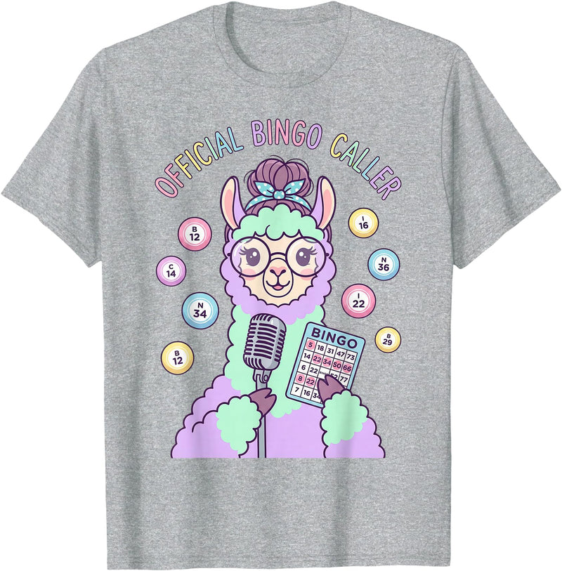 Cute Bingo Caller Activity Staff Gear Official Bingo Caller Llama Funny Activity Director Alpaca T-Shirt - Heather Grey