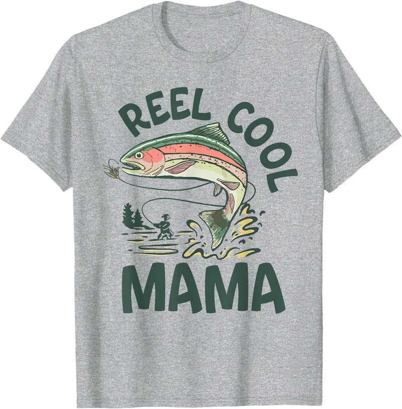 O Fishally One 1st Birthday Fishing Family Fish O Fishally One 1st Birthday Fishing Family Reel Cool Mama T-Shirt - Heather Grey
