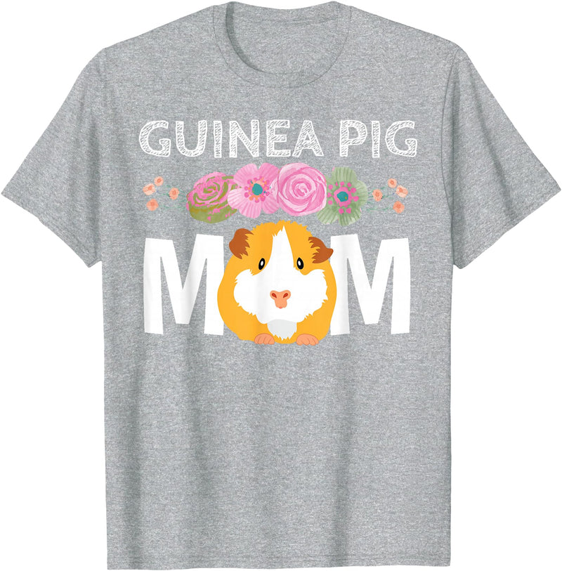 Cute Cavy Mama Breeder Fancier Piggie Accessories Guinea Pig Mom Stuff Floral Cavy Lover T-Shirt - Heather Grey