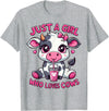 Cute Cow Lover Cow Just A Girl Who Loves Cows T-Shirt - Heather Grey