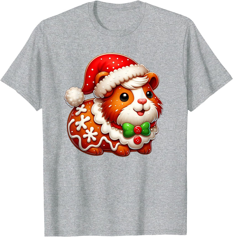Guinea Pig Lover Christmas Cookie Outfits Boy Girl Funny Gingerbread Man Guinea Pig Christmas Womens Mens Kids T-Shirt - Heather Grey