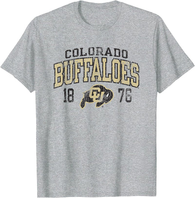 Elite Authentics Colorado Buffaloes Distressed White Adults T-Shirt