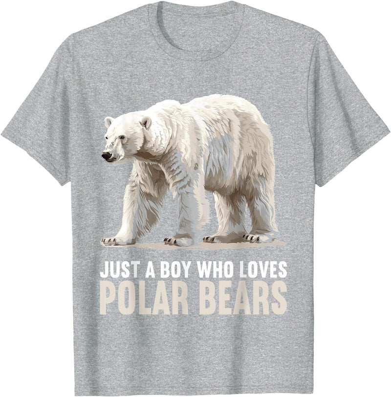 Polar Bears Polar Bear Lovers Shop Just a Boy who loves Polar Bears Polar Bear T-Shirt - Heather Grey