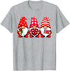 Three Gnome Crew Family Outfit Gnomes Love Valentine's Day Buffalo Leopard Heart Women Men T-Shirt - Heather Grey