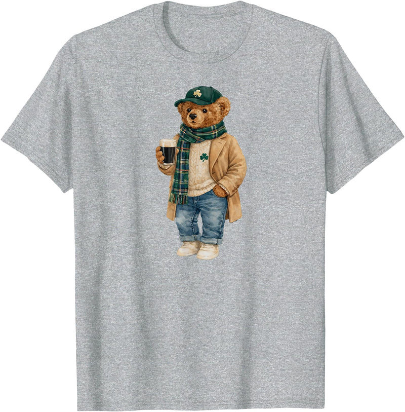 Lucky Teddy Bear St Patricks Day Irish t -shir t Lucky Teddy Bear St Patricks Day Irish T-Shirt - Heather Grey