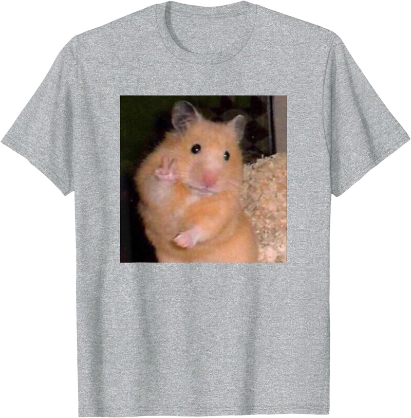 Hamster Meme Peace Sign Funny Pet Owner Trendy T-Shirt - Heather Grey