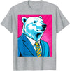 Pop Art Graphic Designs Co. Pop Art Polar Bear in Business Suit T-Shirt - Heather Grey